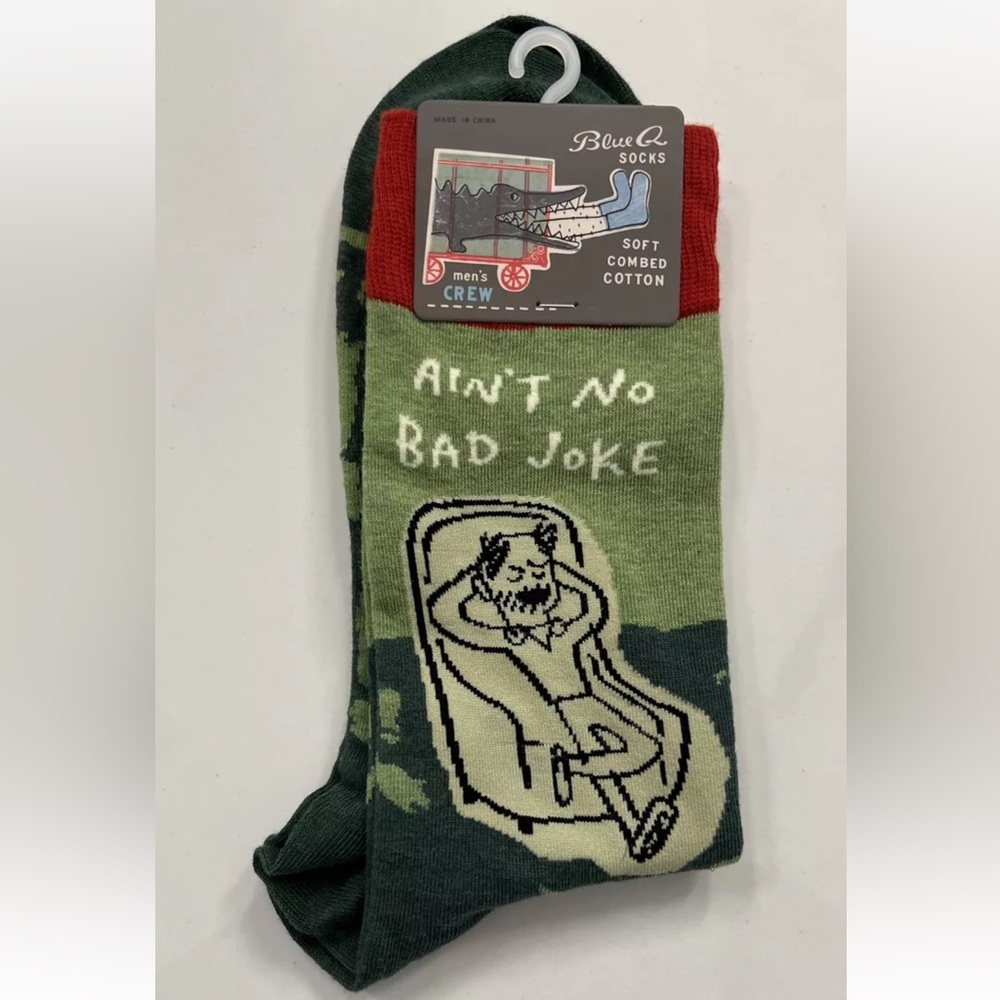 New BLUE Q Crew Men’s Combed Cotton Ain't No Bad Joke Like a Dad Joke Socks 7-12
